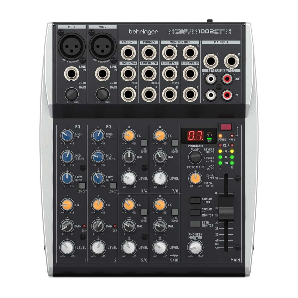 BEHRINGER XENYX 1002SFX 10CH MIXER W/USB & FX